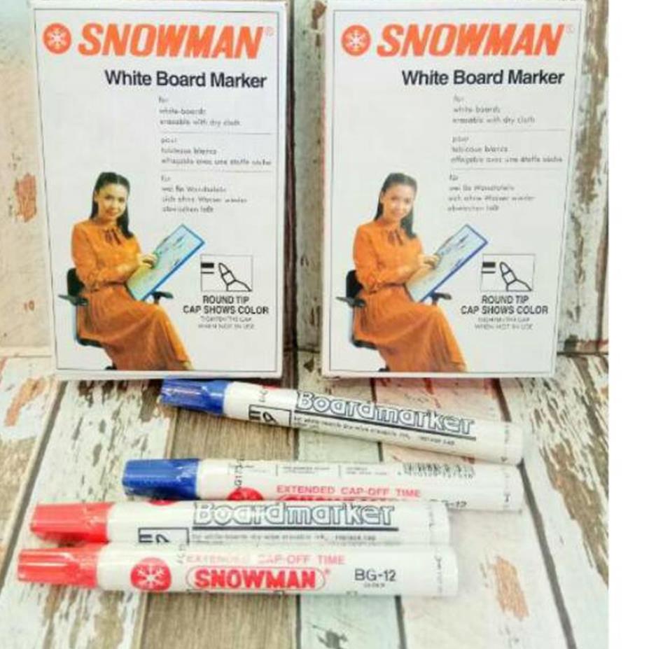 

t0T4f--Spidol Whiteboard Snowman (12pcs) HITAM