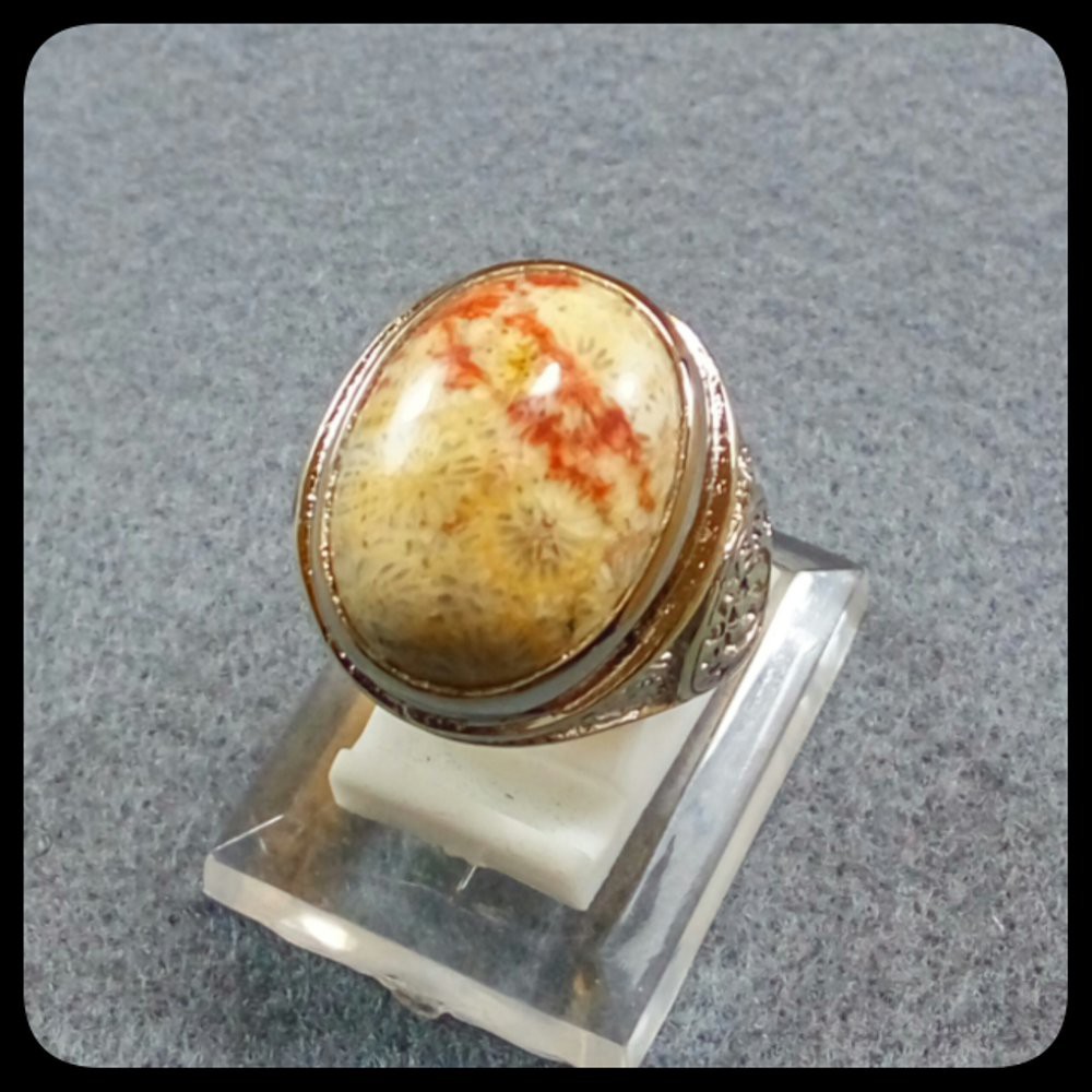 CINCIN FOSIL KARANG NATURAL AGATE SARANG TAWON MOTIF ISTIMEWA