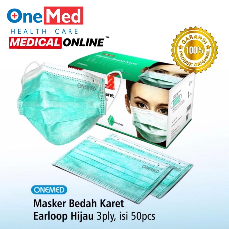 MASKER KARET ONEMED 3 PLY ISI 50 MASKER EARLOOP DOKTER MEDICAL ONLINE