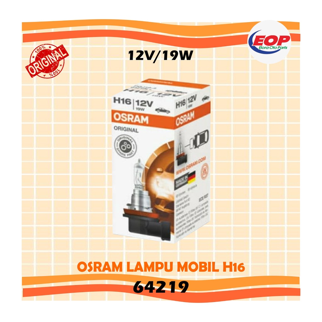 Osram Lampu Mobil H16 Original 64219L+ PGJ19-3 12V 19W