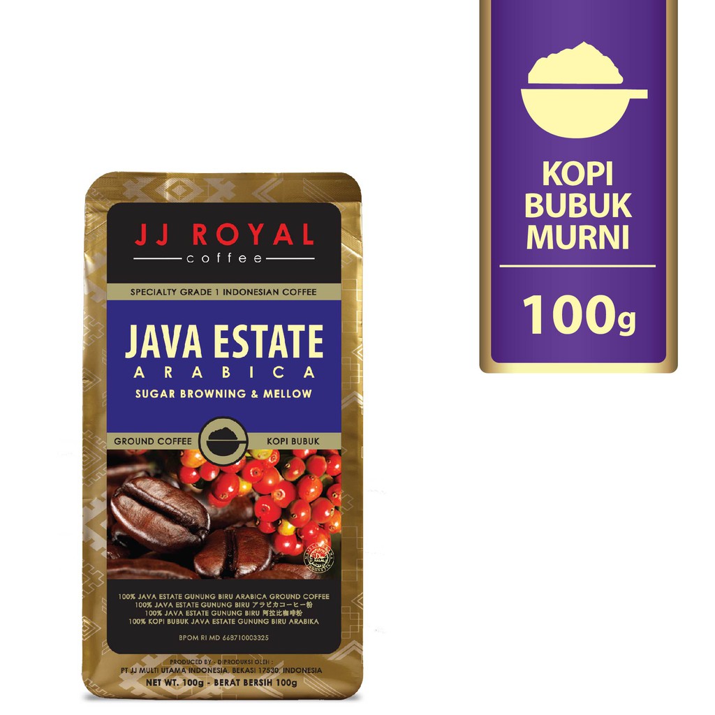 

JJ Royal Coffee Java Estate Arabica Ground (Kopi Bubuk) Bag 100g