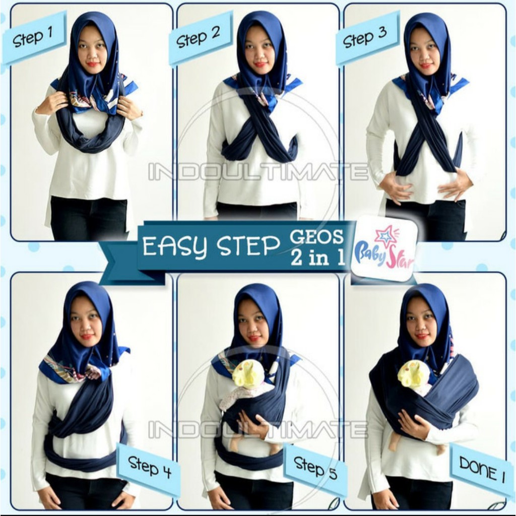 Baby Wrap 2 in 1 Merk Baby Star - Gendongan Bayi Aneka Warna