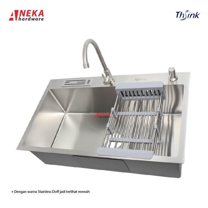 Paket Kitchen Sink Thsink 7545 Set Lengkap Kran Angsa + Handsoap