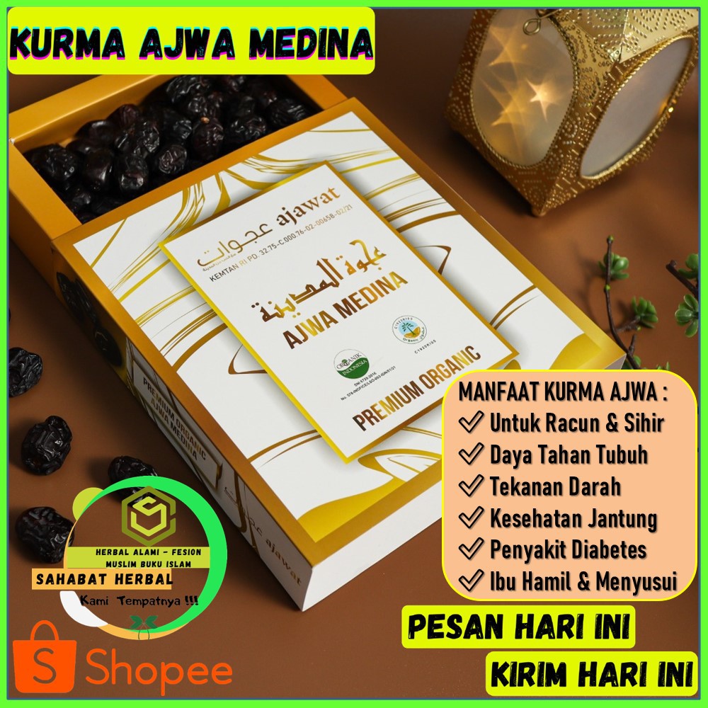 

Kurma Ajwa Madinah | Ajawat Premium Isi 1 kg Organik , Kurma Ajwa Madihah ASLI Saudi