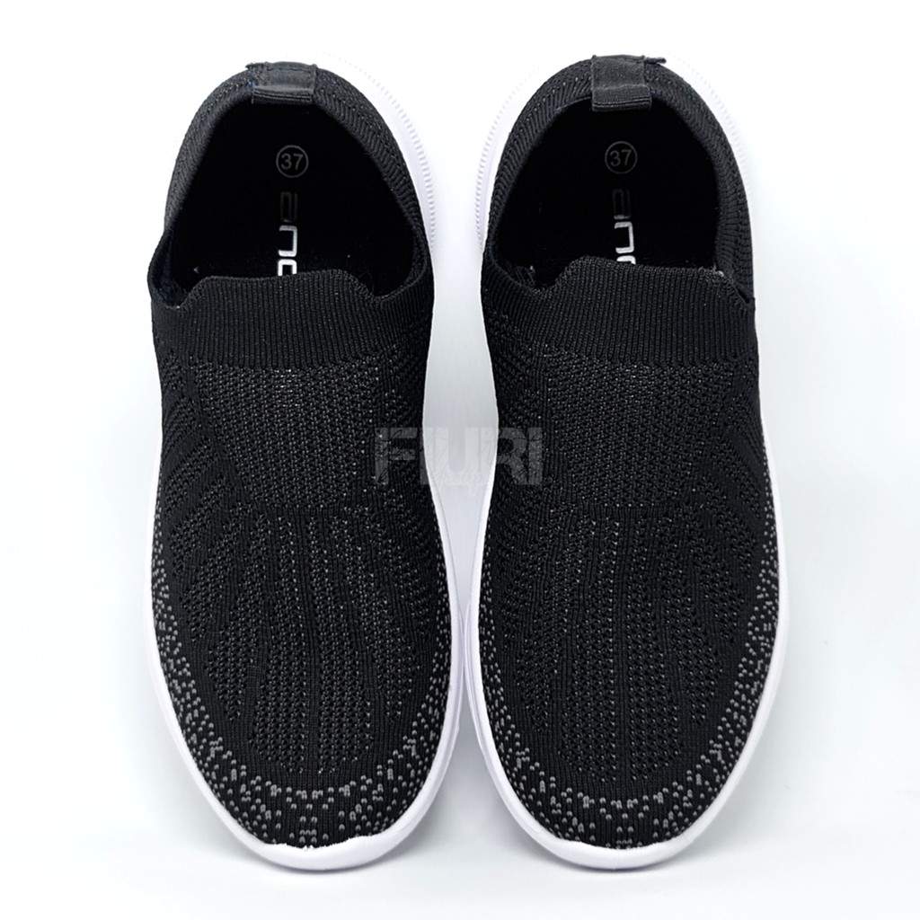 FIURI - Ando Original - NAOMI 37-40 HITAM PUTIH - Sepatu Kets Wanita - Sepatu Sneakers Wanita - Sepatu Olahraga Sport Wanita - Sepatu Casual - Sepatu Jogging Lari Fitness Gym Senam Wanita - Sepatu Sekolah Bertali SD SMP SMA-4