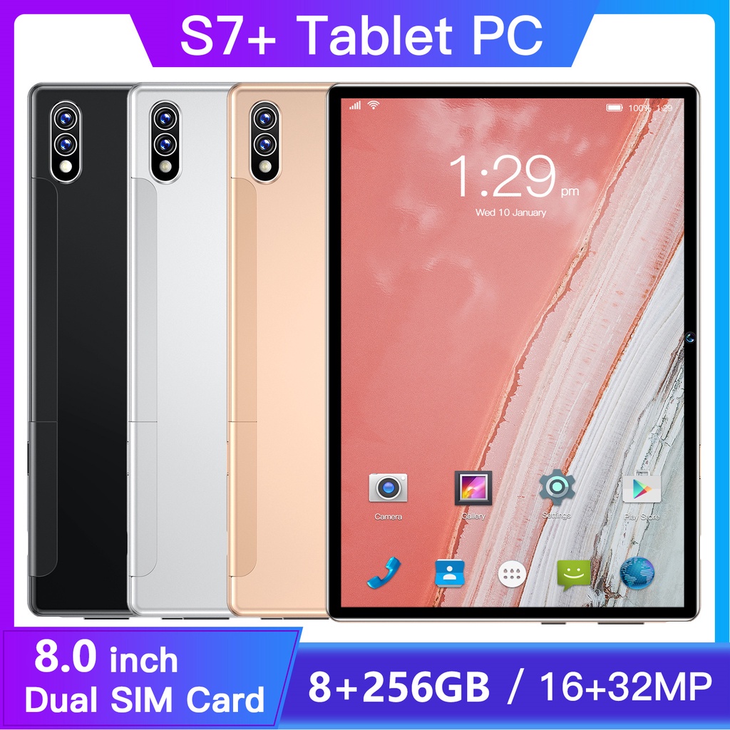 Tablet Asli S7 Tab Tablet PC 8GB + 256GB Sistem Android Baru Jaringan Sepuluh Inti 4G Tablet WiFi Dual SIM