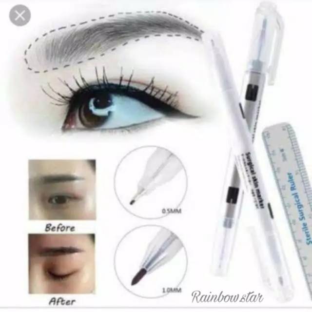 Spidol sulam Alis Waterproof / pena Penanda Sulam Alis + Penggaris / Skin Marker Tondaus Surgical