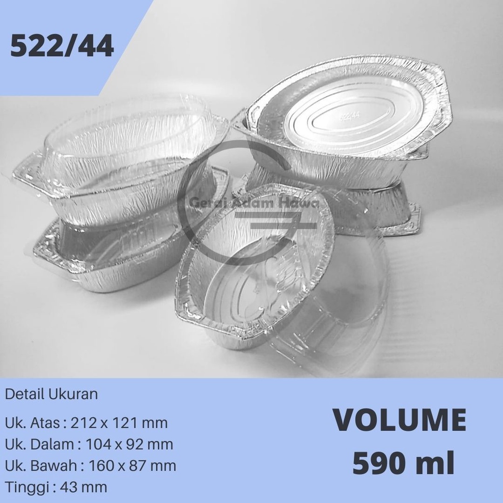 Alumunium Foil Oval OV-522 + Tutup | Cup Aluminium Foil 522/44 Premium Oval Perahu OV522 / EX-590