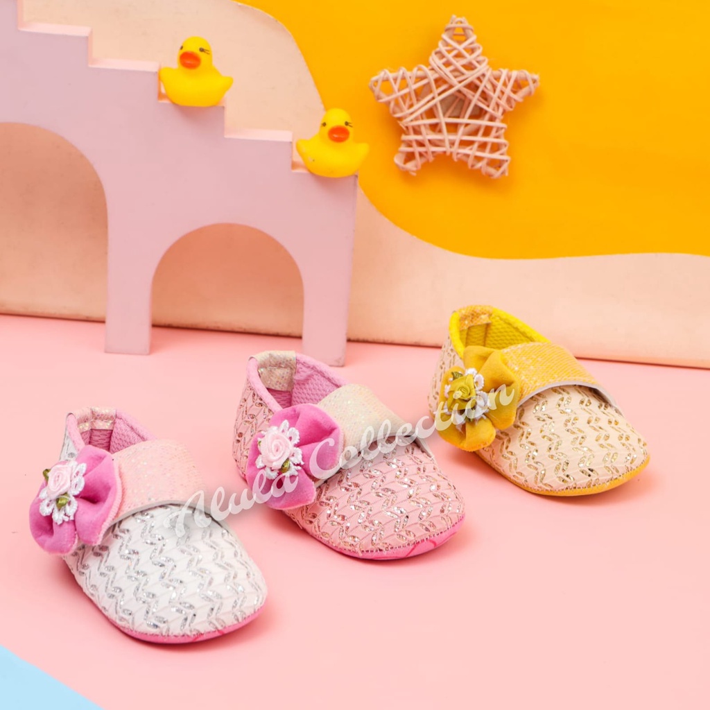 Sepatu Prewalker Casual Anti Selip Aksen Bunga samping untuk Bayi Perempuan 0-12 bulan TERMURAHHH