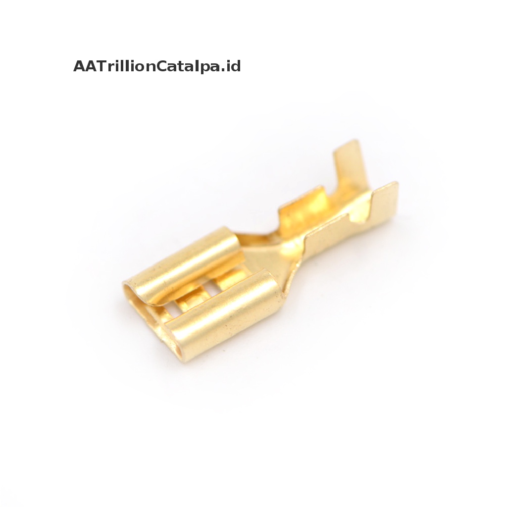 【AATrillionCatalpa】 100 Pcs 6.3mm Gold Brass Car Speaker Female Spade Terminal Wire Connector ID