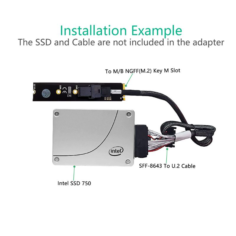 Kartu Adapter btsg SFF 8643ke Untuk M.2, Mini Untuk 36Pin Ke Untuk M.2 Untuk Kunci Untuk M