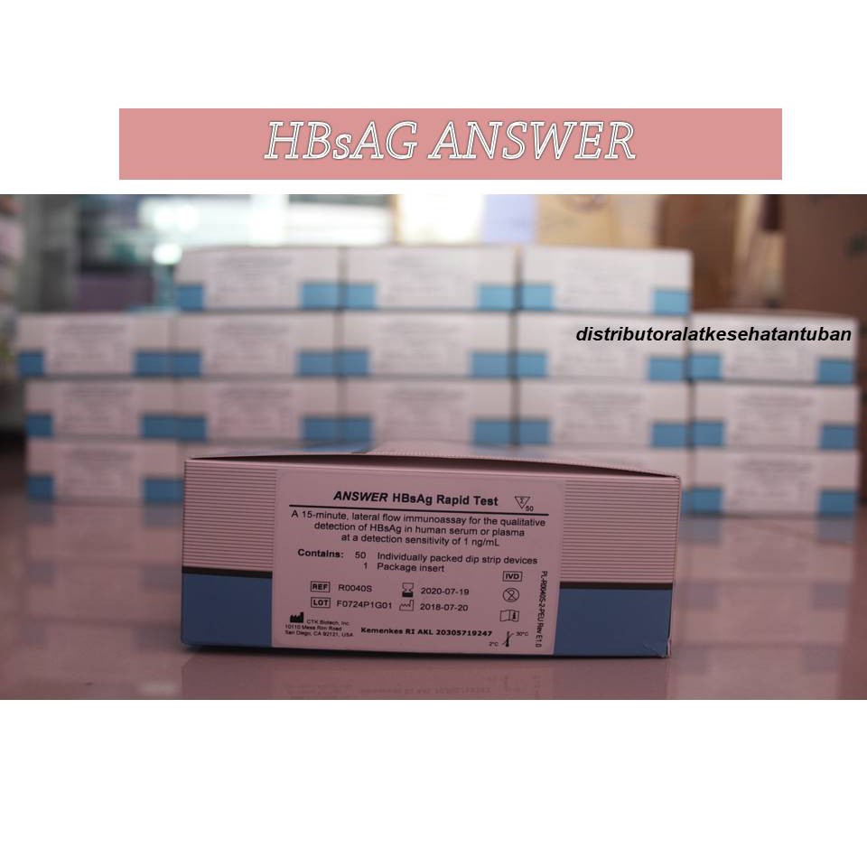Test Strip Hepatitis B Rapid Test HbsAg Merk Answer Isi 50 Test Cards
