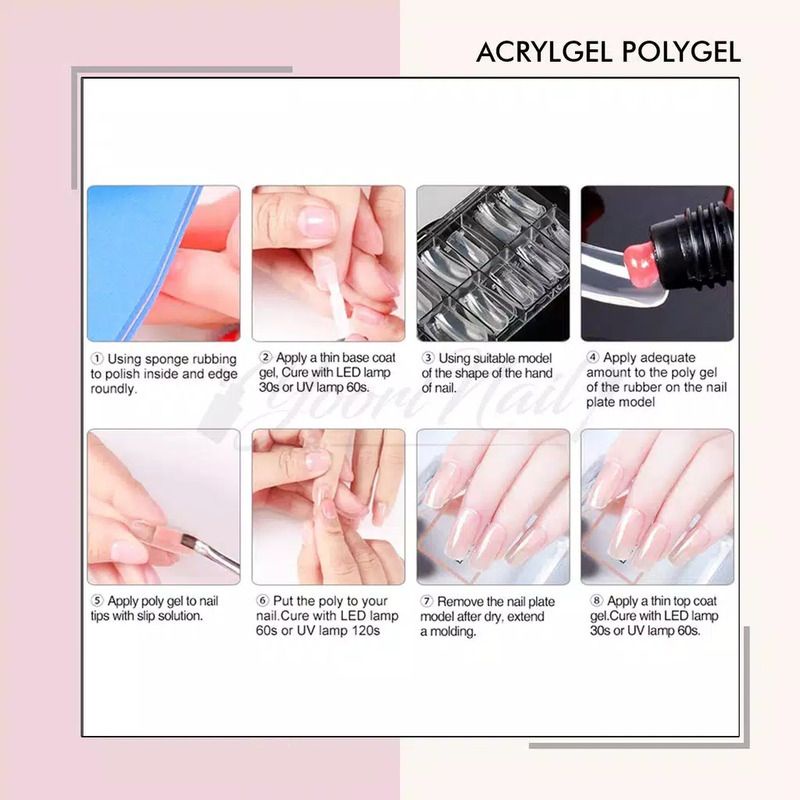 Acrylgel polygel nail art extension kuku poly gel polish extens nails