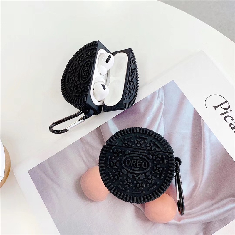 Soft Case Silikon Hitam Cookies Shockproof Cover Airpods 3 1 2 3 Pro i12 i13 Inpods 12 i10 i11 i9s