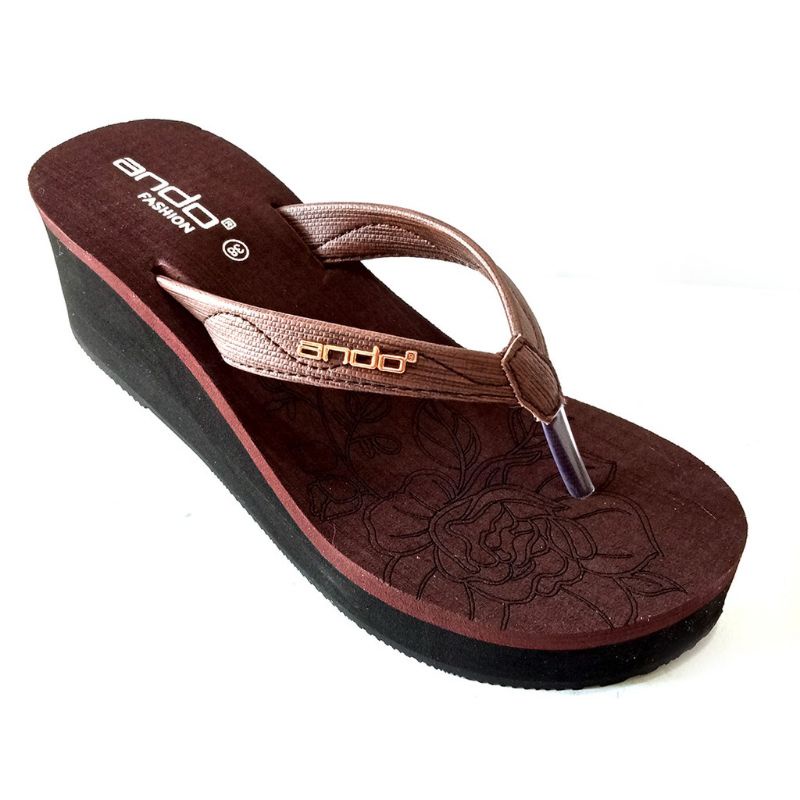 Sandal wedges wanita jepit karet spon original sendal japit cewek sandal ando