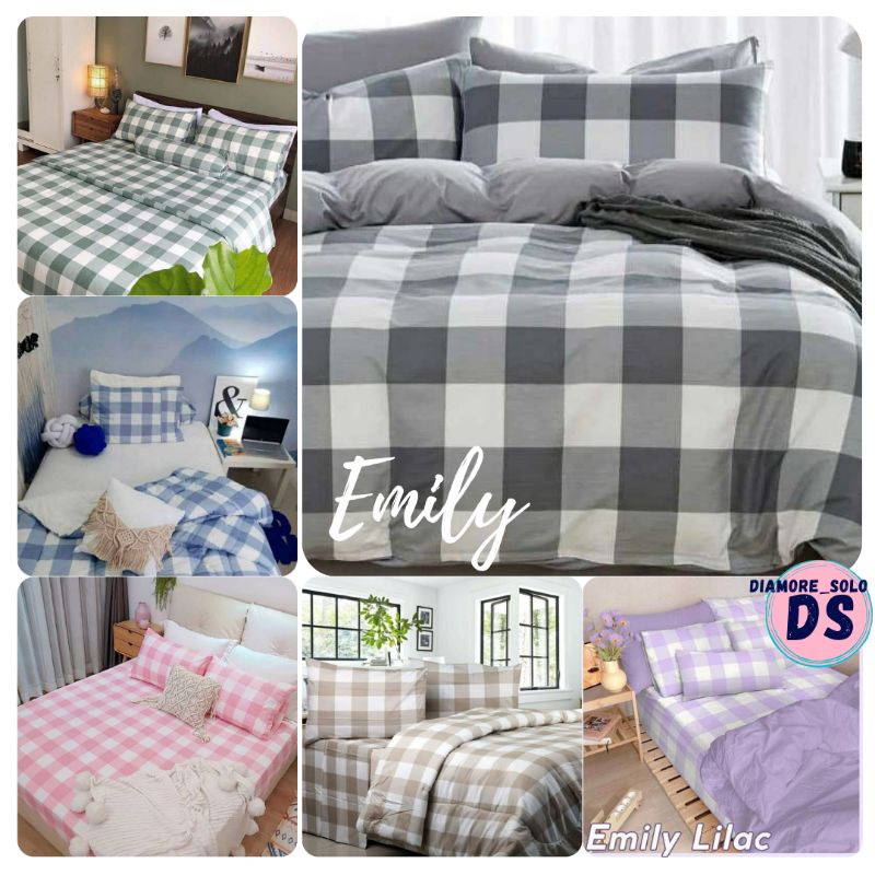 1KG MUAT 2PCS - SPREI/SEPREI AESTETHIC READY STOK Bisa COD/ Bayar ditempat/ Gratis ongkir KOTAK EMILY GRID KATUN DISPEERSE - UKURAN 120x200 cm