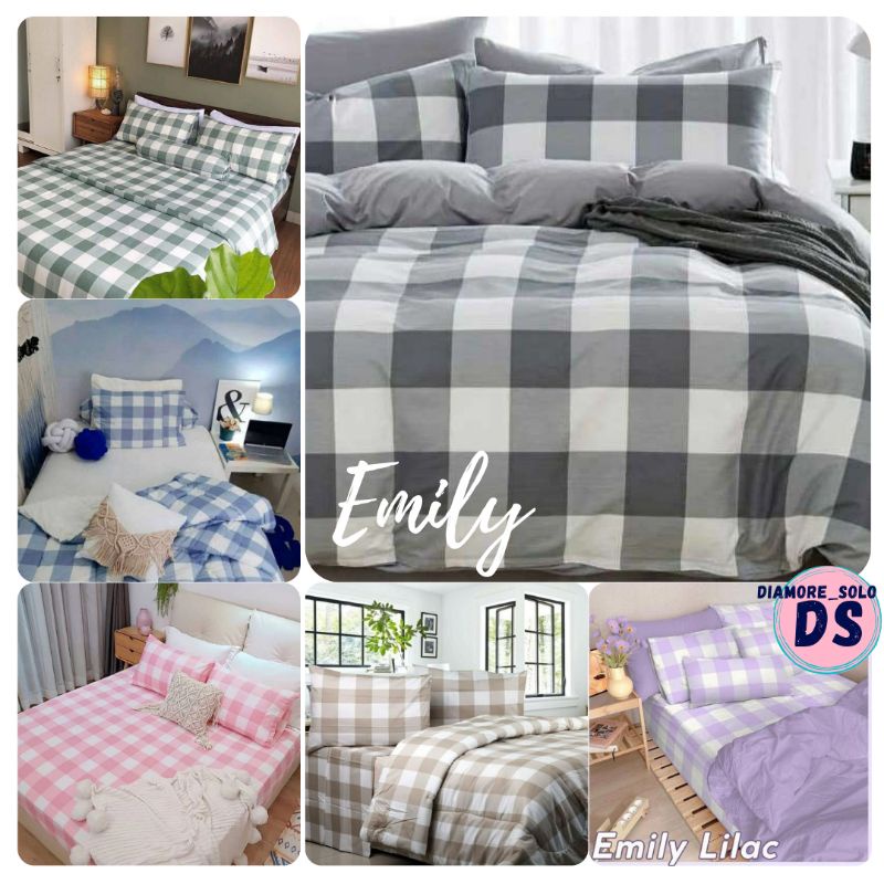 1KG MUAT 2PCS - SPREI/SEPREI AESTETHIC READY STOK Bisa COD/ Bayar ditempat/ Gratis ongkir KOTAK EMILY GRID KATUN DISPEERSE - UKURAN 120x200 cm