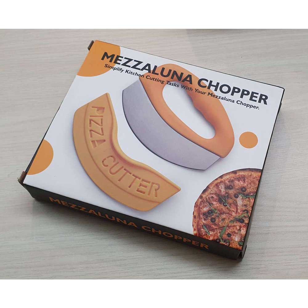 Pisau Pemotong Pizza / Pisau Mezzaluna Pemotong Kue Pizza Stainless Steel Cutter / Pisau Pizza