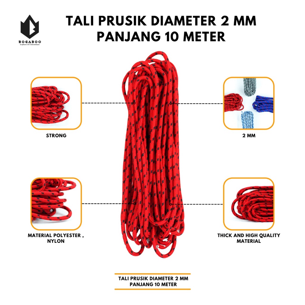 Tali Perusik - Tali Gelang - Tali Tenda - tali prusik untuk tenda - tali paracord - tali flysheet - tali footprint