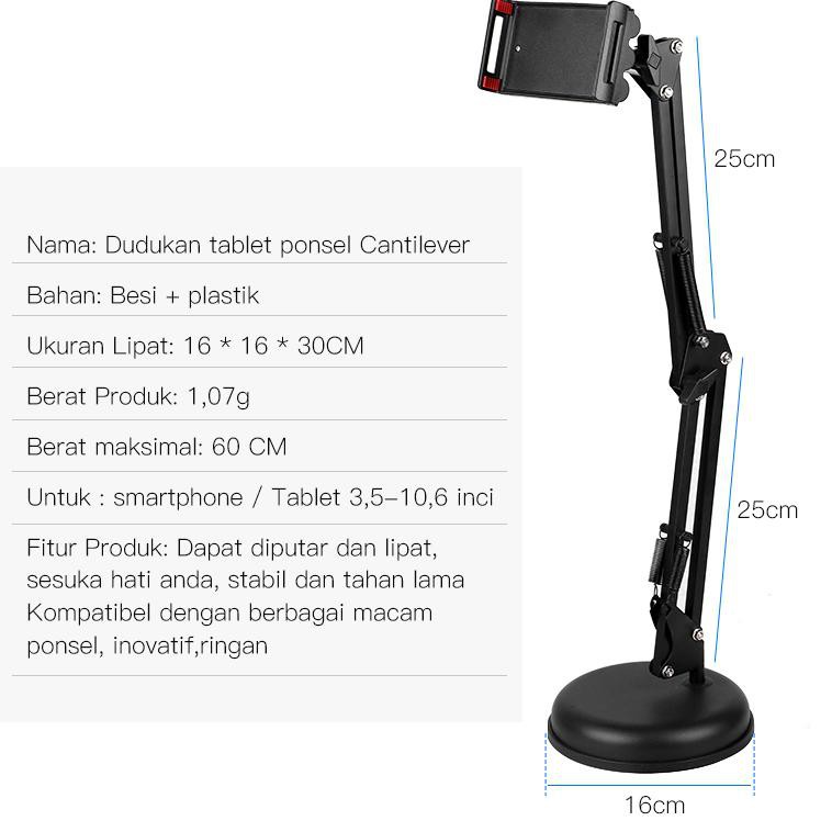 Stand Holder Hp Meja Broadcast Streaming Youtube Tiktok Vlogger Multifungsi Bracket S77 Stand HP Meja Fahrenheit Putar 360 Derajat / Holder Handphone / Dudukan HP / Stand Holding Phone Holder HP Lazypod Tablet Tripot HP-6
