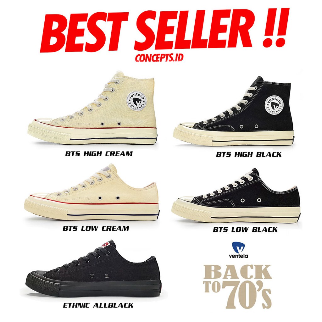 VENTELA BTS 70s LOW CREAM BLACK / VENTELLA 70's HIGH BLACK NATURAL /NOT PUBLIC ORIGINAL / ORI