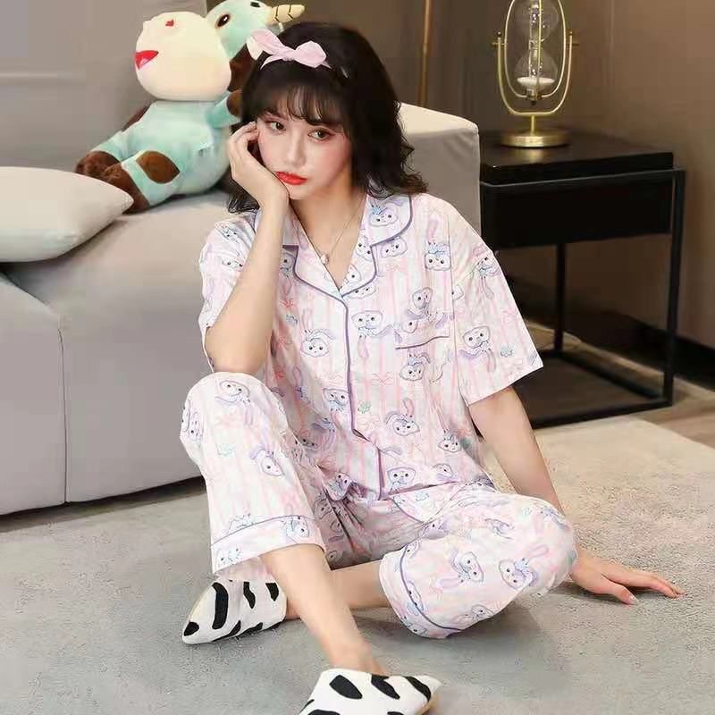 JC Piyama Set CP import / Piyama wanita CP / Piyama wanita Import murah-Bunny Strp white CP
