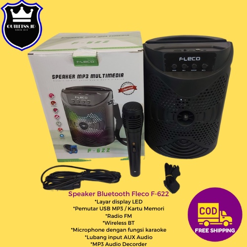 Speaker Bluetooth Fleco F 622 Bonus Mic | Sepeker Bluetooth | Lespeker Bluetooth Mp3 Usb Aux Radio