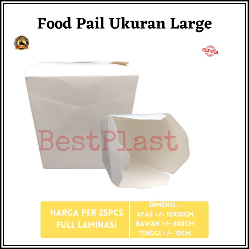 food pail L putih starindo (25pcs) / rice box L putih (25pcs) / box nasi L / kotak nasi full laminas