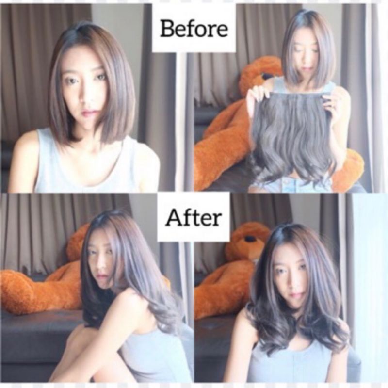 HAIR CLIP PENDEK SEBAHU PREMIUM KOREA (TEBAL) RAMBUT PALSU