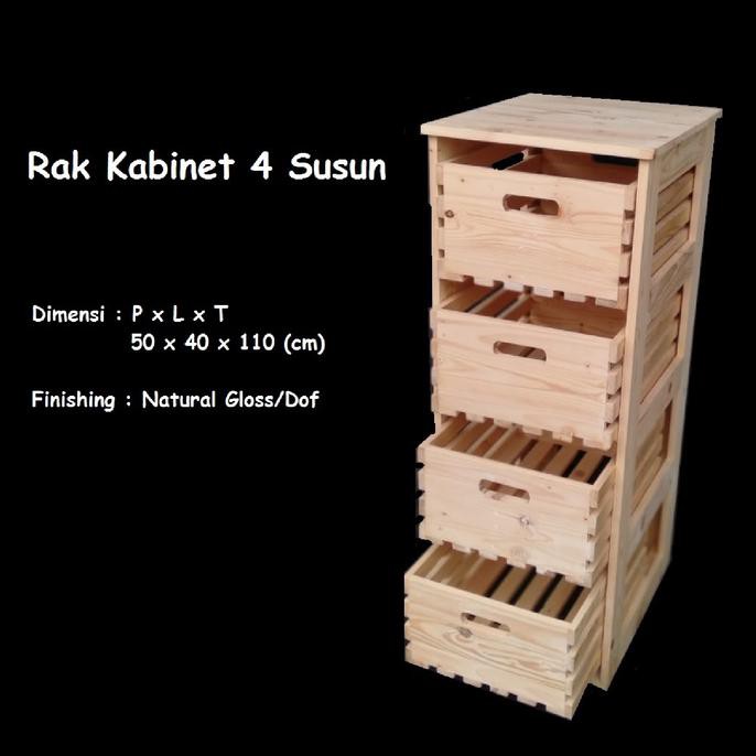 Rak Kabinet 4 Susun Box Laundry Kayu Pinus / Jati Belanda