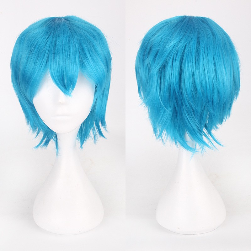 K049-15 wig base tosca blue biru pendek cowok cosplay rambut palsu