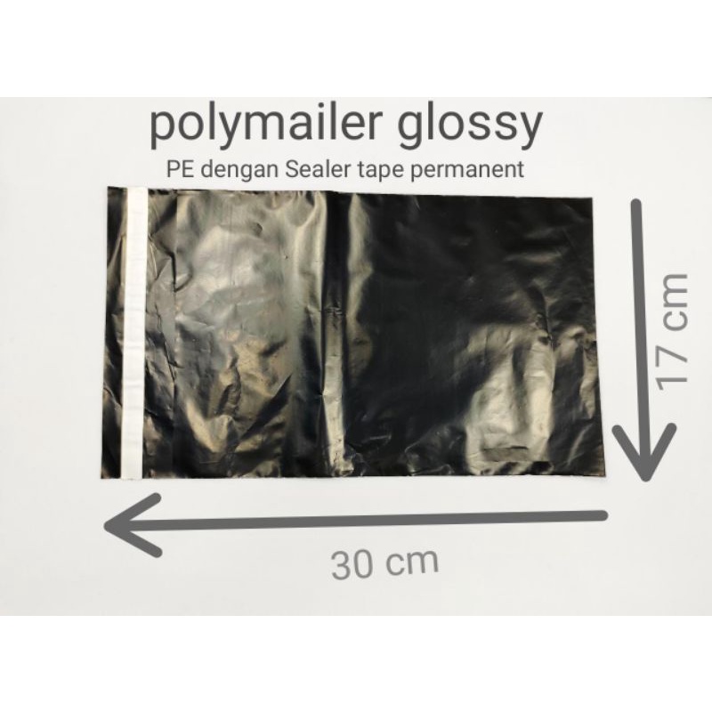 

10 Pcs 17x30 polymailer hitam glossy//Kantong Plastik Packing Polymailer