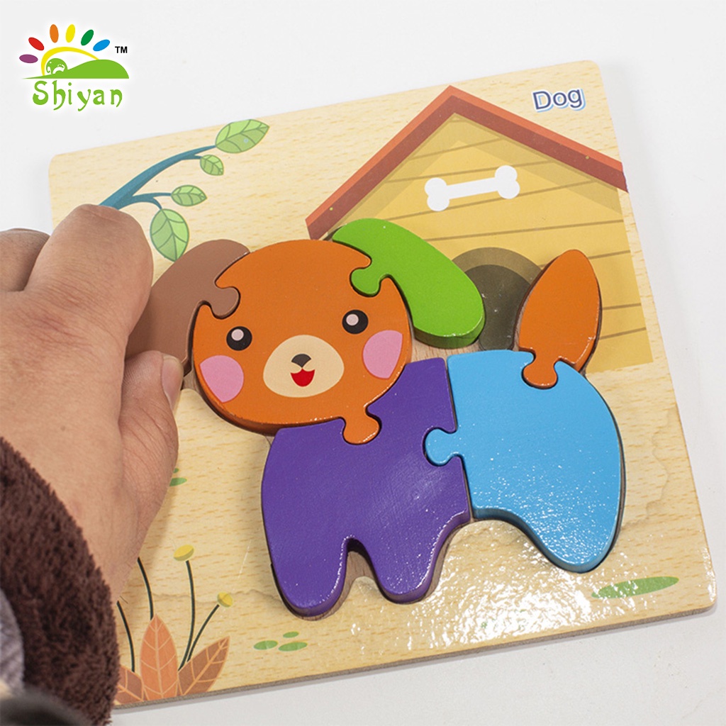 [Shiyan] mainan puzzle kayu jenis jigsaw warna / mainan edukasi anak 3D wooden puzzle children education toys jigsaw