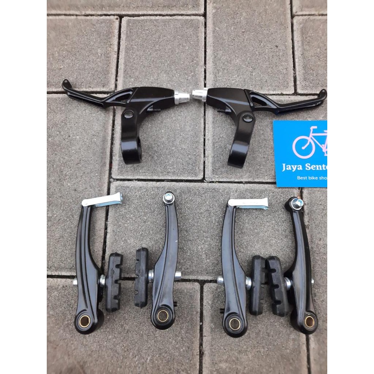 TERMURAH!!! Set Rem Sepeda V Brake GENIO HITAM / Depan-Belakang / Realpict