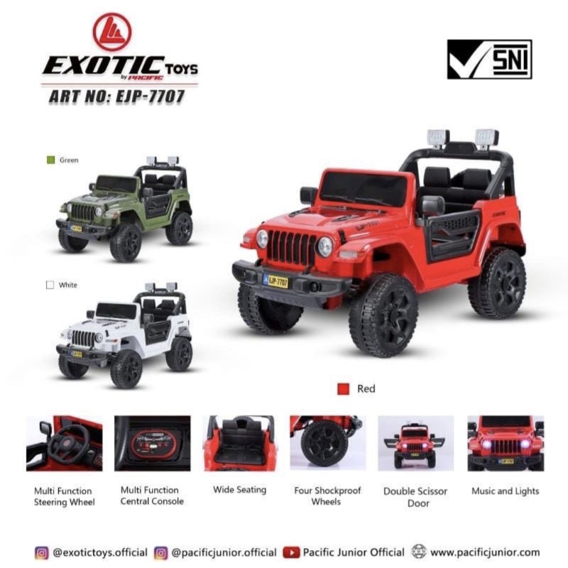MAINAN ANAK MOBIL AKI JEEP EJP7707 / EJP 7707 / EJP - 7707