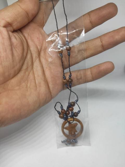 Kalung kaukah manik tali bulan bintang original asli kayu koka kokah kokkah kauka kaoka kaokah