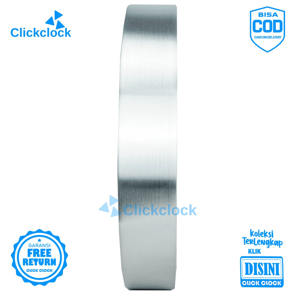 Jam Dinding Quartz Minimalis Silver Stainless 2710 Besar Hiasan Dinding Murah