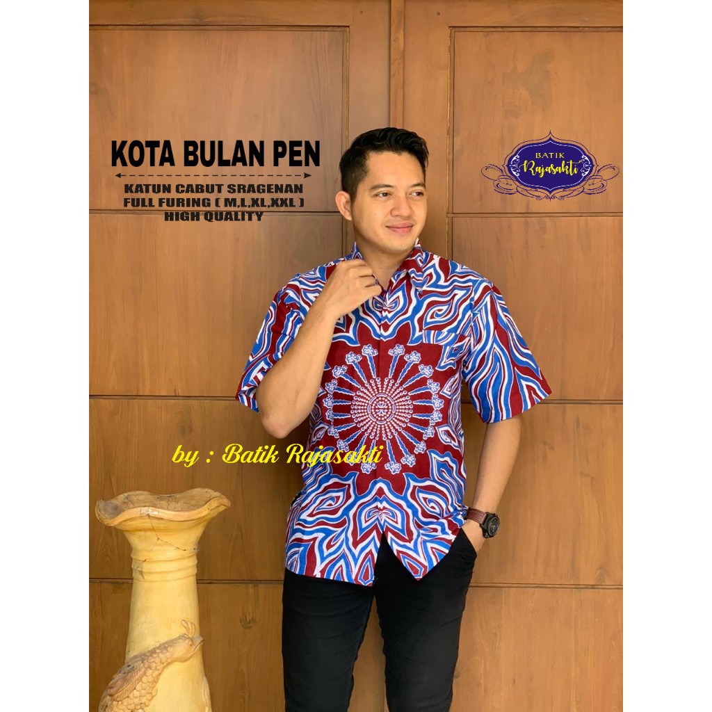 KOTA BULAN WARNA Kemeja Batik Pria Full Furing Katun Sragenan