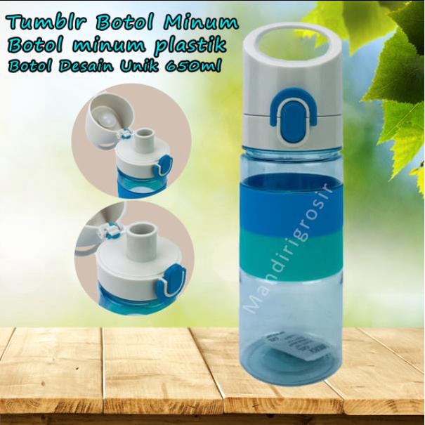 Warna Biru*Botol minum plastik *hijau Desain Unik * 650ml