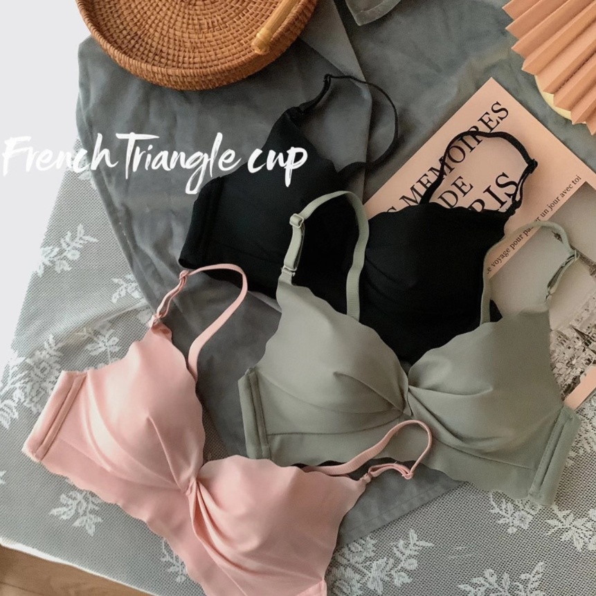 Miss H ~ 117 New Bra Wanita Model Tanpa Kawat Bahan Halus French Triangle Cup