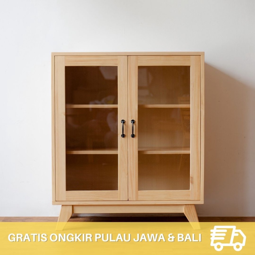 Uwitan Lemari Kaca Kecil Kayu Minimalis