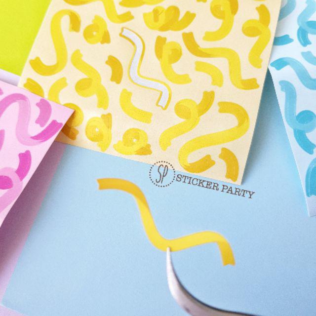 [Sticker Party] Stiker Pita Polco Deco Kpop Polaroid Warna Ungu Pink Biru Kuning Swirl-Yellow (PLC-06)