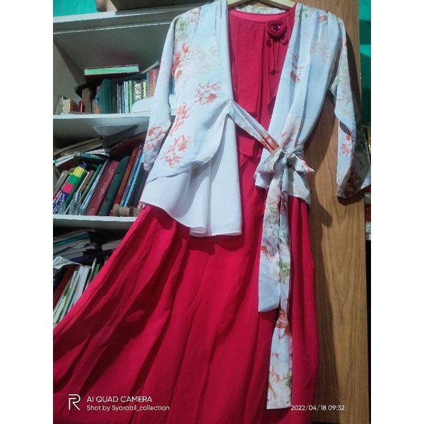 long dress chiffon + outer saten sutra premium