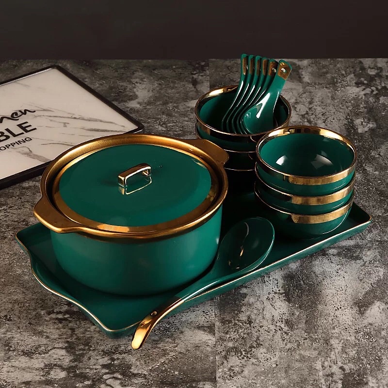 LYS#SPK4 Tempat Sup Keramik Set Panci Mangkok Sup Set Keramik Kado Batam Kado Pindah rumah