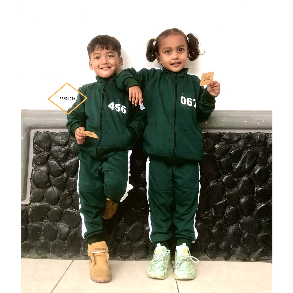 JAKET SQUID GAME ANAK  BAJU FILM SQUID GAME ANAK KOSTUM SQUID GAME ANAK  BAJU OLAHRAGA ANAK  TRAININ