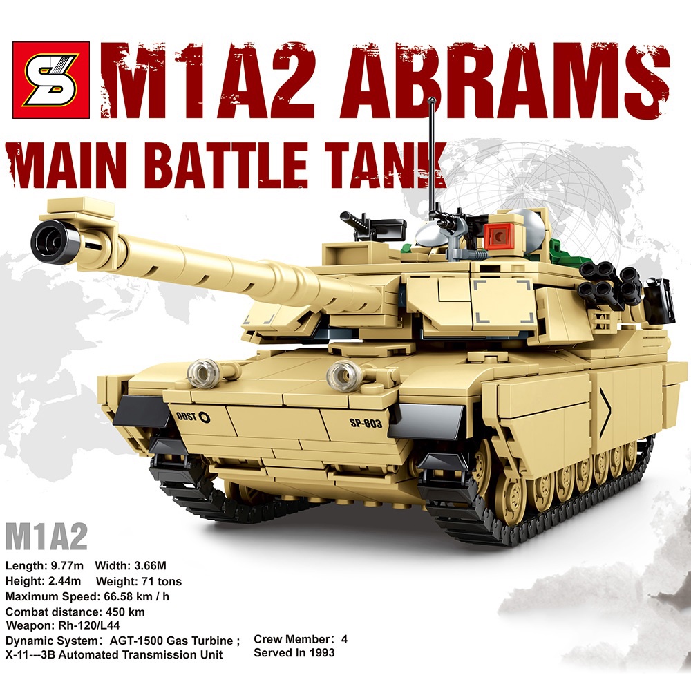 Brick / Blocks SY 0100 TANK M1A2 Abrams - Brick ARMY TANK