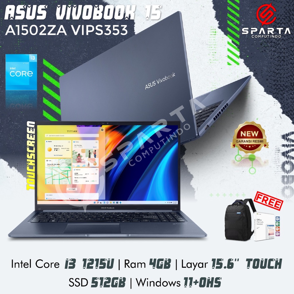 Laptop Asus Vivobook 15 A1502ZA i3 1215U 4GB 512GB SSD 15.6 Inch Touch Win11+OHS 2021 Quiet Blue - Transparent Silver