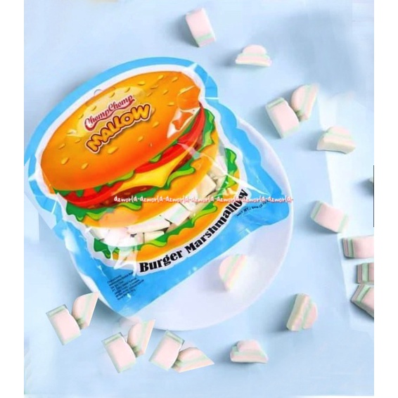 Chompchomp Mallow Burger 40gr Marsmallow Bentuk Burgers Chomp Chomp Chomps Mars Mallow Halal Unik Lucu Melow Comp Comp Comb