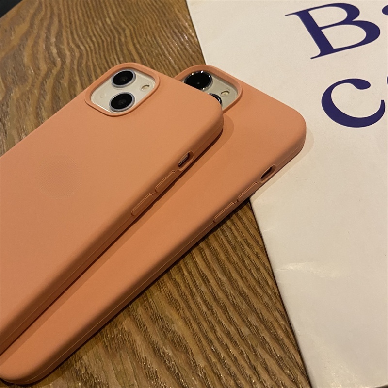 Soft Case Bahan Silikon Cair Warna Begonia Untuk IPhone 11 12 13 14 Pro X XR XS Max 6 6s 7 8 Plus