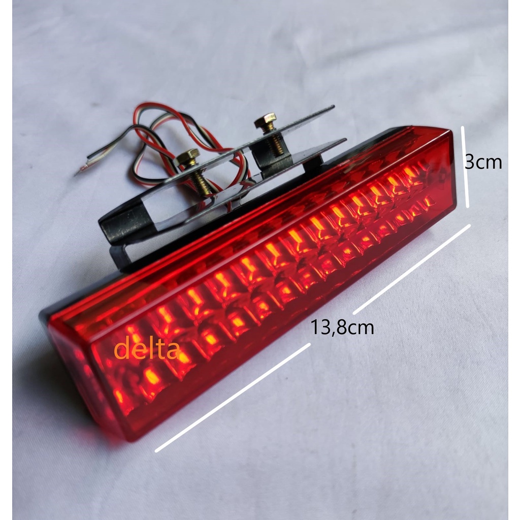 Lampu Rem LED Kotak / Brake Lamp Merah (Kedip2/ Flash) 1pc